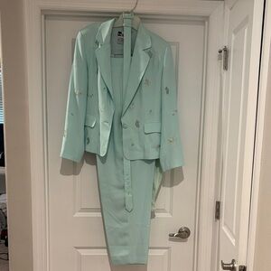 Together Light Green Embroidered Pantsuit
